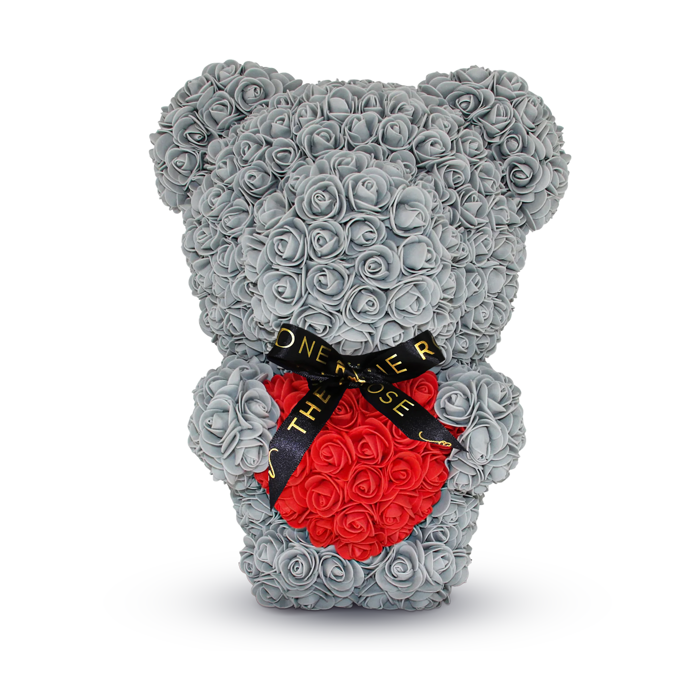 Medium Standing Rose Bear 40cm - Grey