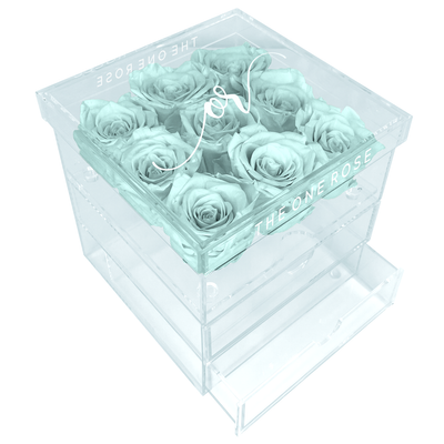 Medium Acrylic Forever Rose Box - Sky Blue