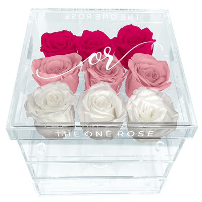 Medium Acrylic Forever Rose Box - Ombre Pink