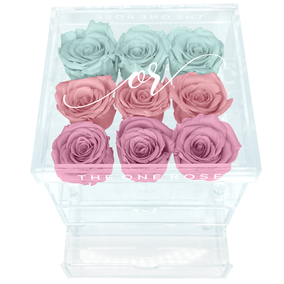 Medium Acrylic Forever Rose Box - Ombre Pastel