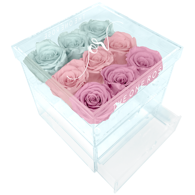 Medium Acrylic Forever Rose Box - Ombre Pastel