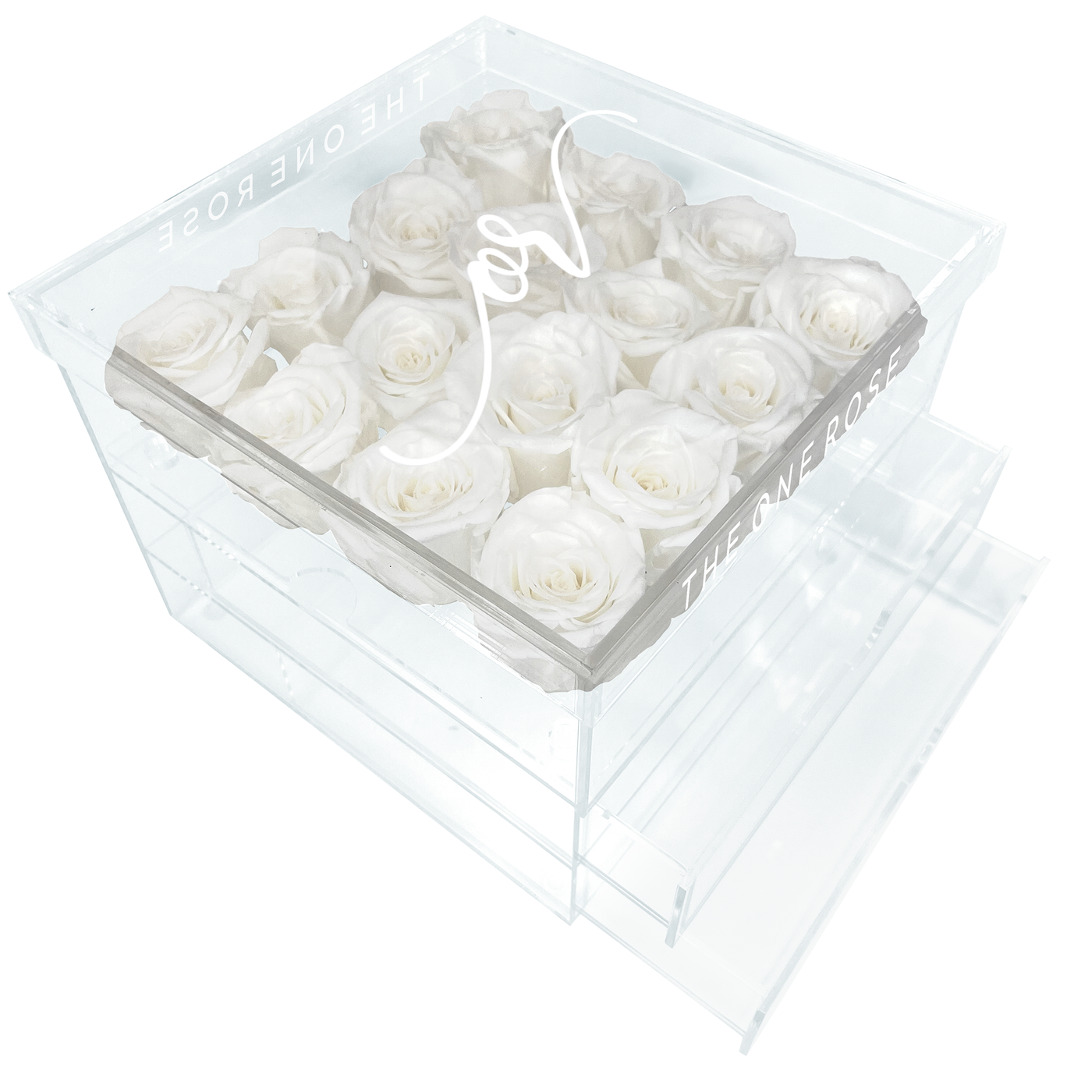 Grand Acrylic Forever Rose Box - White