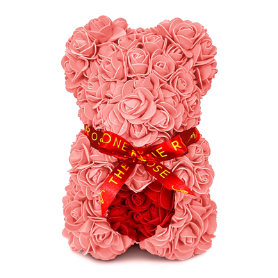 Mini Love Heart Rose Bear 25cm - Pink & Red