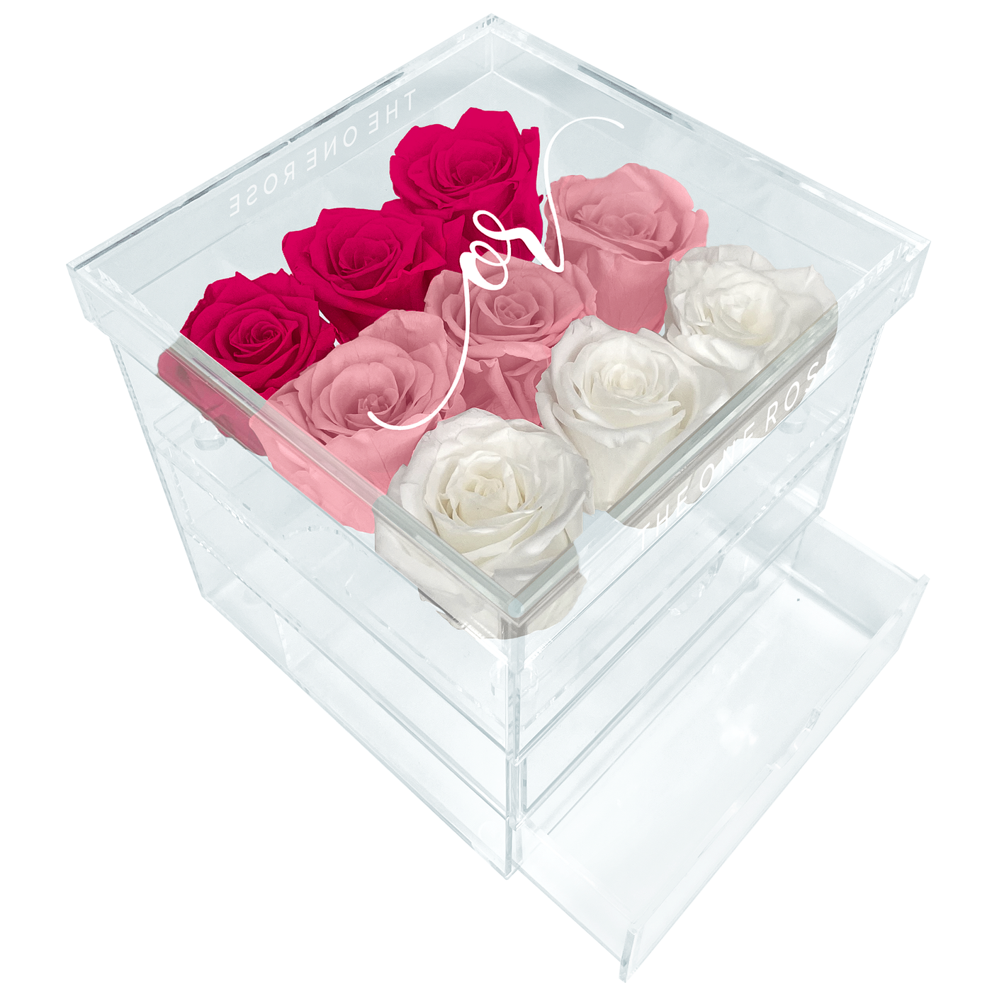 Medium Acrylic Forever Rose Box - Ombre Pink