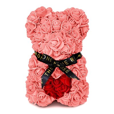 Mini Heart Rose Bear 25cm - Pink & Red