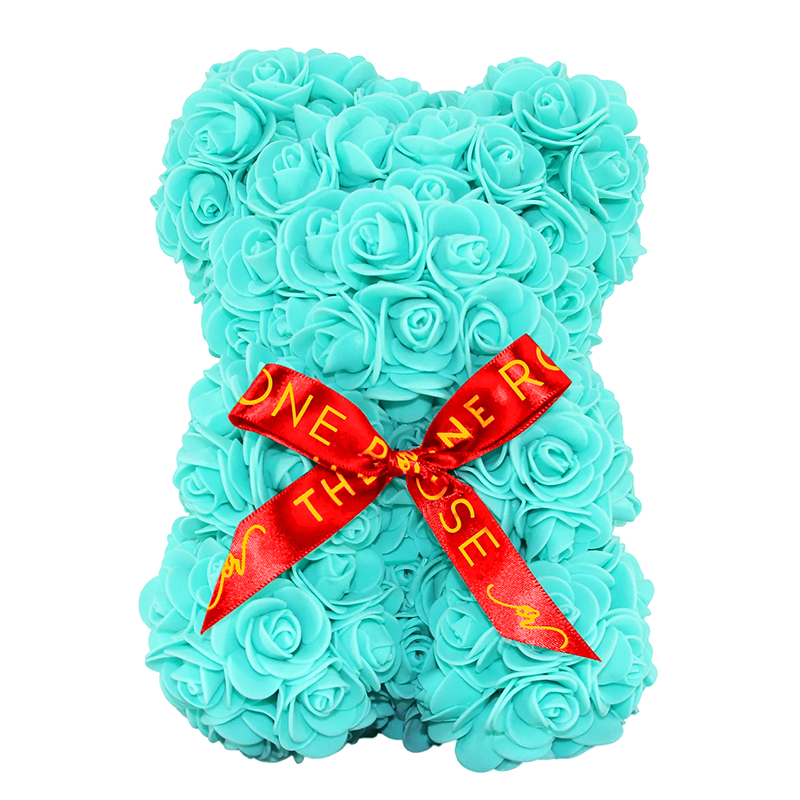 Mini Love Rose Bear 25cm - Turquoise