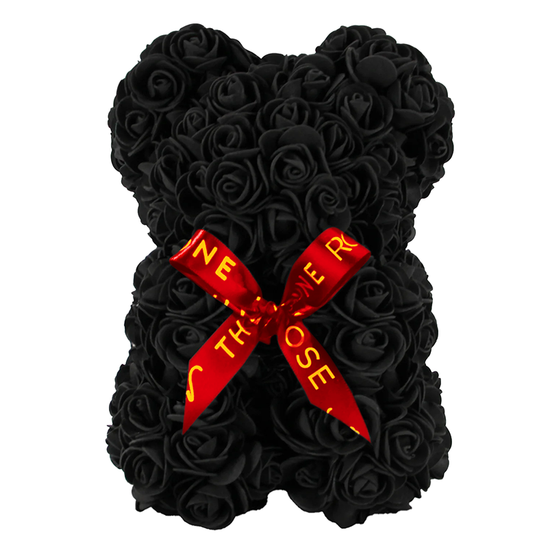 Mini Love Rose Bear 25cm - Black