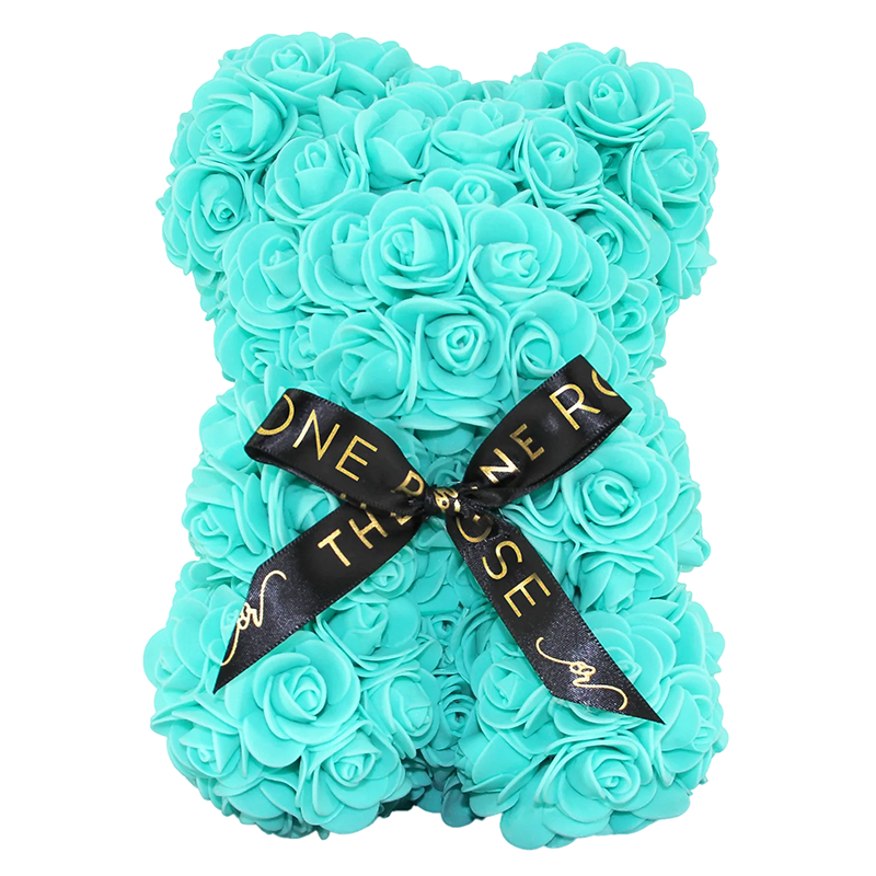 Mini Rose Bear 25cm - Turquoise