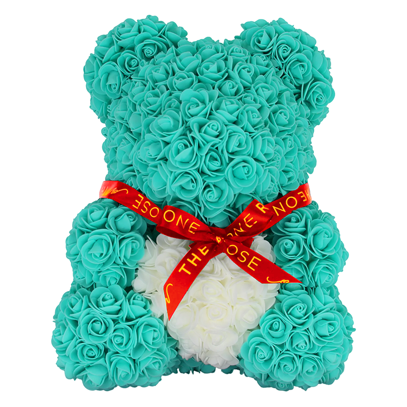 Medium Love Rose Bear 40cm - Teal