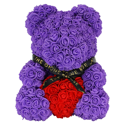 Medium Rose Bear 40cm - Purple