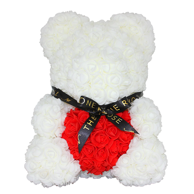 Medium Rose Bear 40cm - White