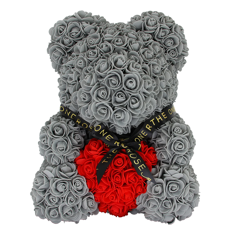 Medium Rose Bear 40cm - Grey