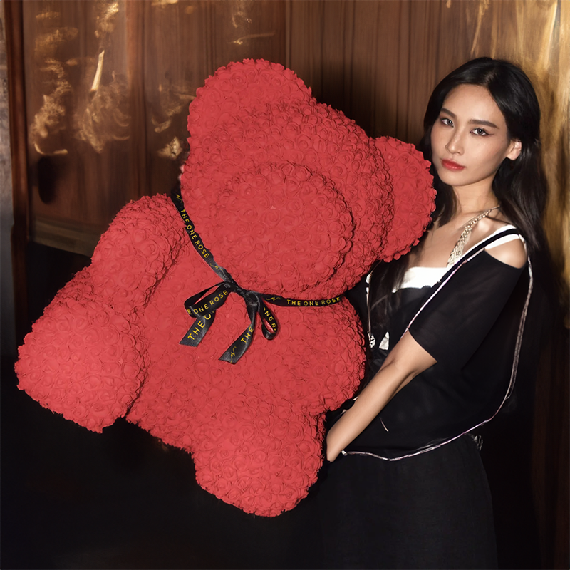 Giant Luxe Rose Bear - Red (BRISBANE ONLY)