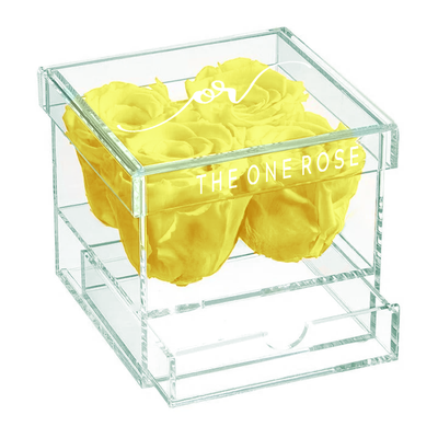 Petite Acrylic Forever Rose Box - Yellow