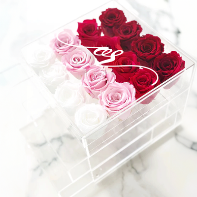 Grand Acrylic Forever Rose Box - Ombre Pink