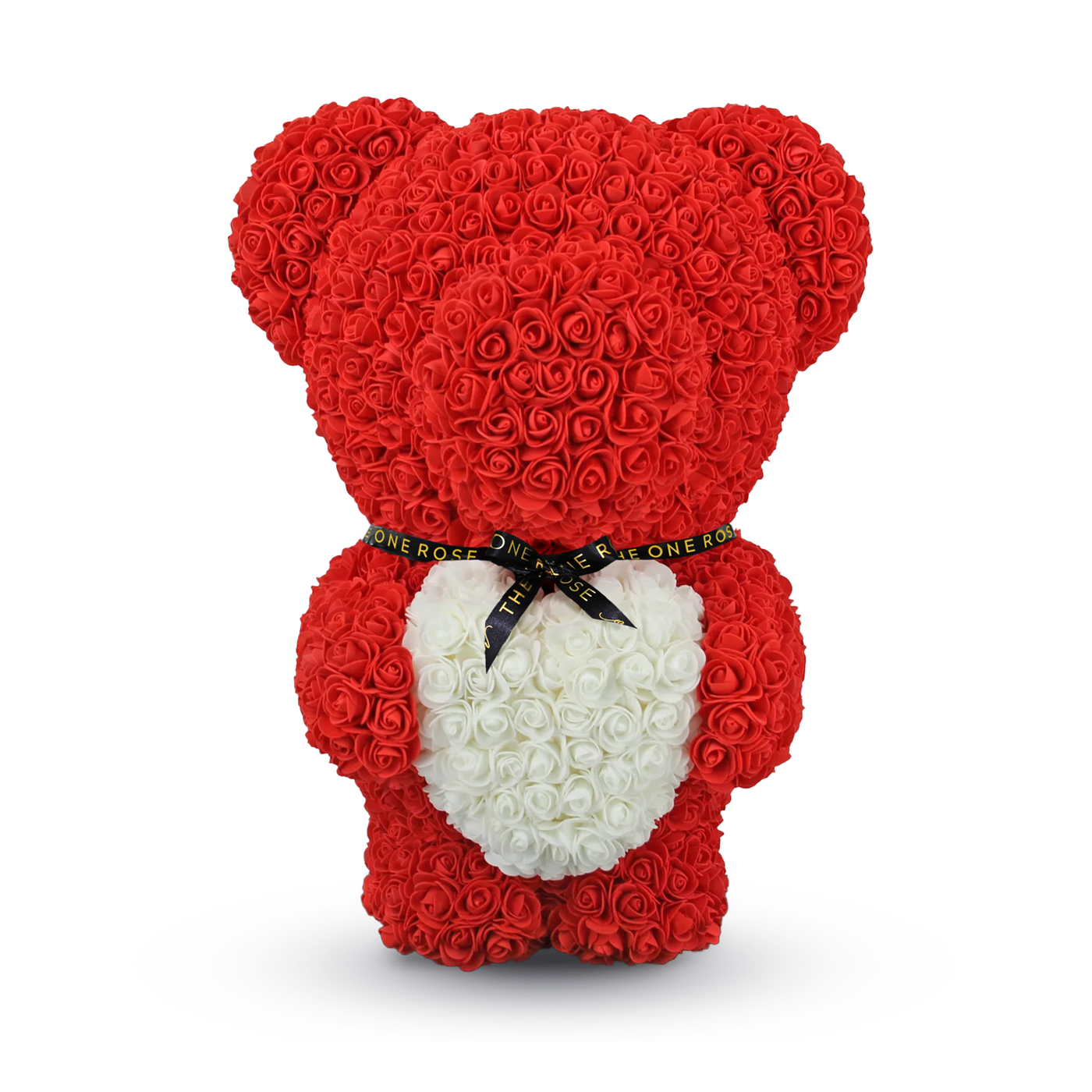 Giant Luxe Standing Rose Bear 70cm - Red with White Heart (BRISBANE ONLY)