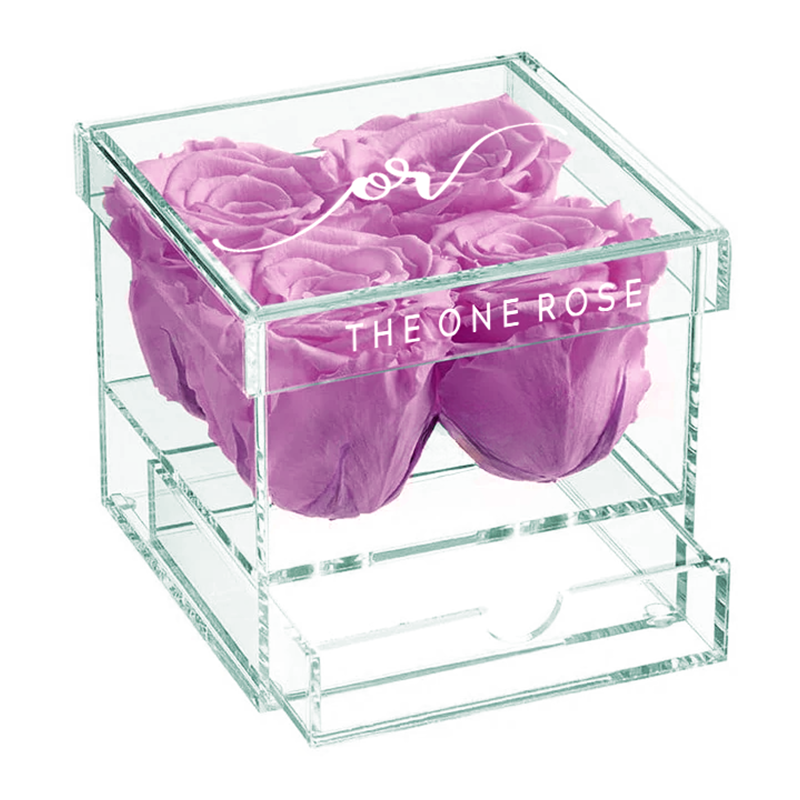 Petite Acrylic Forever Rose Box - Lilac Purple