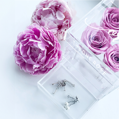 Petite Acrylic Forever Rose Box - Lilac Purple