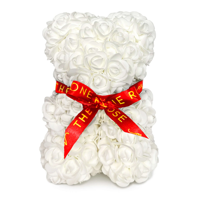 Mini Love Rose Bear 25cm - White