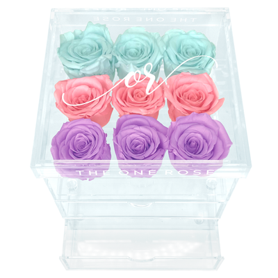 Medium Acrylic Forever Rose Box - Ombre Pastel