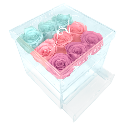 Medium Acrylic Forever Rose Box - Ombre Pastel