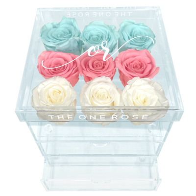 Medium Acrylic Forever Rose Box - Ombre Neopolitan