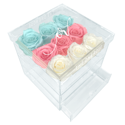 Medium Acrylic Forever Rose Box - Ombre Neopolitan