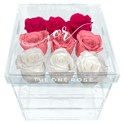 Medium Acrylic Forever Rose Box - Ombre Pink