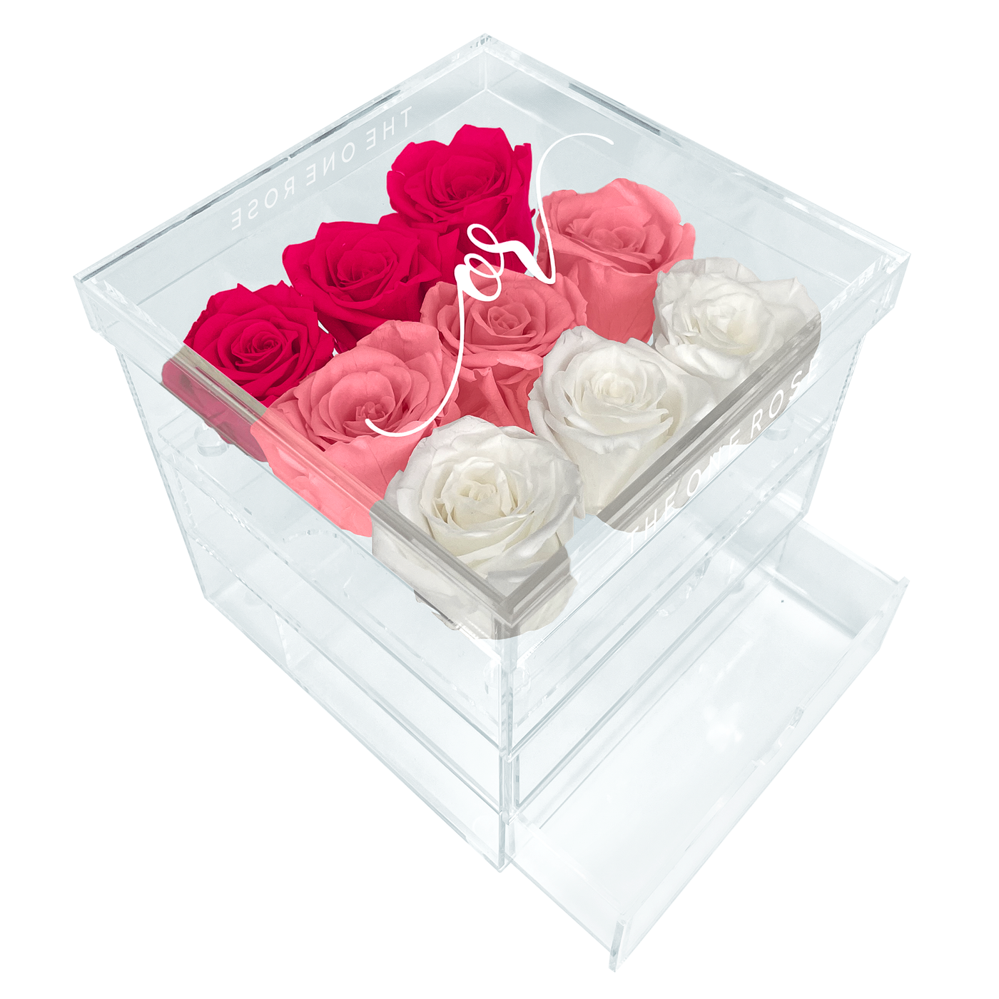 Medium Acrylic Forever Rose Box - Ombre Pink