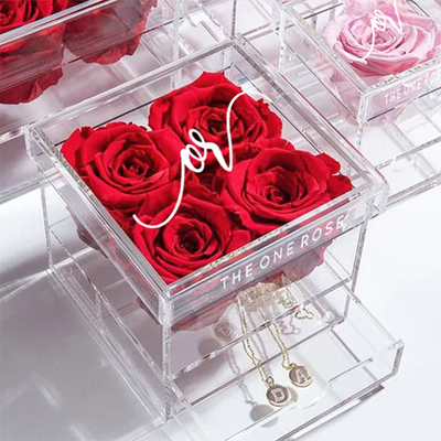 Petite Acrylic Forever Rose Box - Sakura Pink