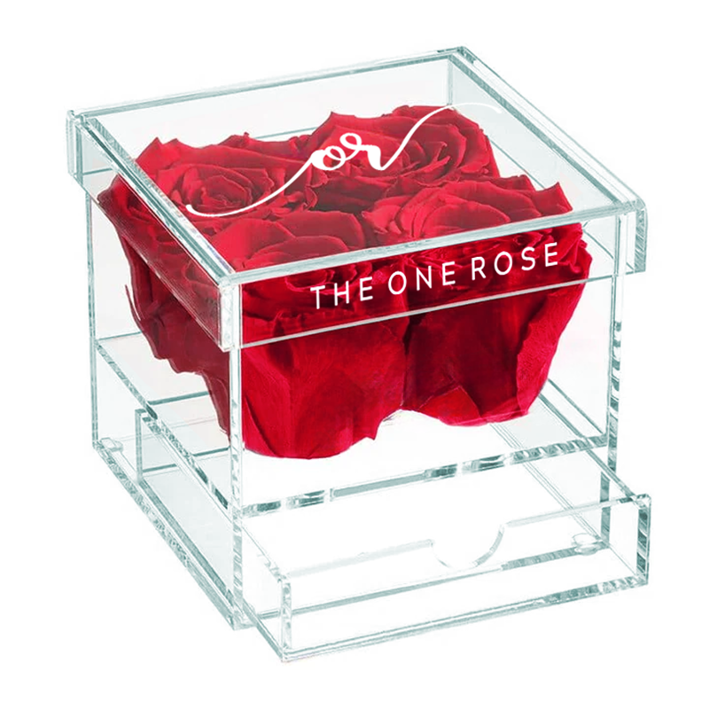 Petite Acrylic Forever Rose Box - Red