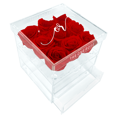 Medium Acrylic Forever Rose Box - Red