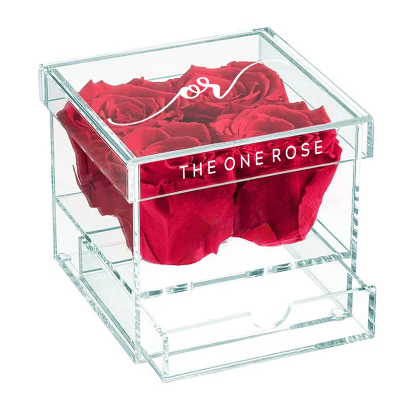 Petite Acrylic Forever Rose Box - Rosy Pink