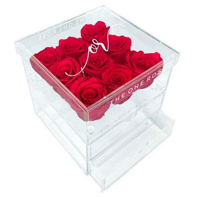 Medium Acrylic Forever Rose Box - Rosy Pink