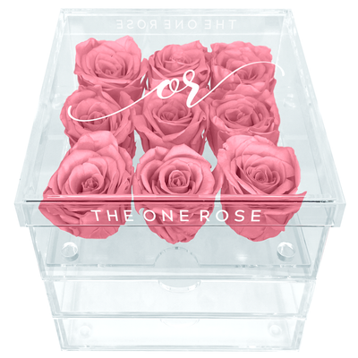 Medium Acrylic Forever Rose Box - Sakura Pink