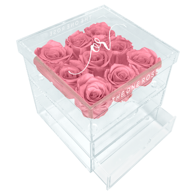 Medium Acrylic Forever Rose Box - Sakura Pink