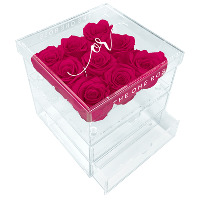 Medium Acrylic Forever Rose Box - Rosy Pink