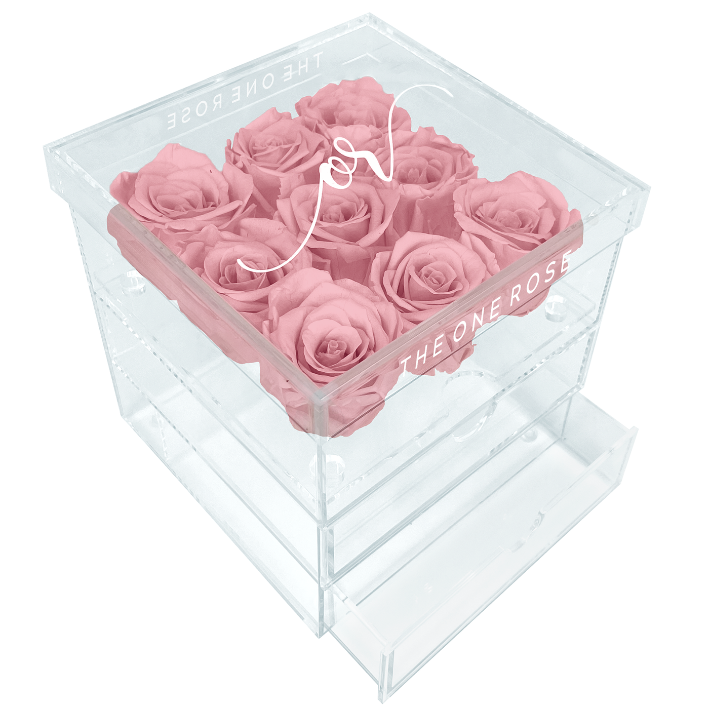 Medium Acrylic Forever Rose Box - Sakura Pink