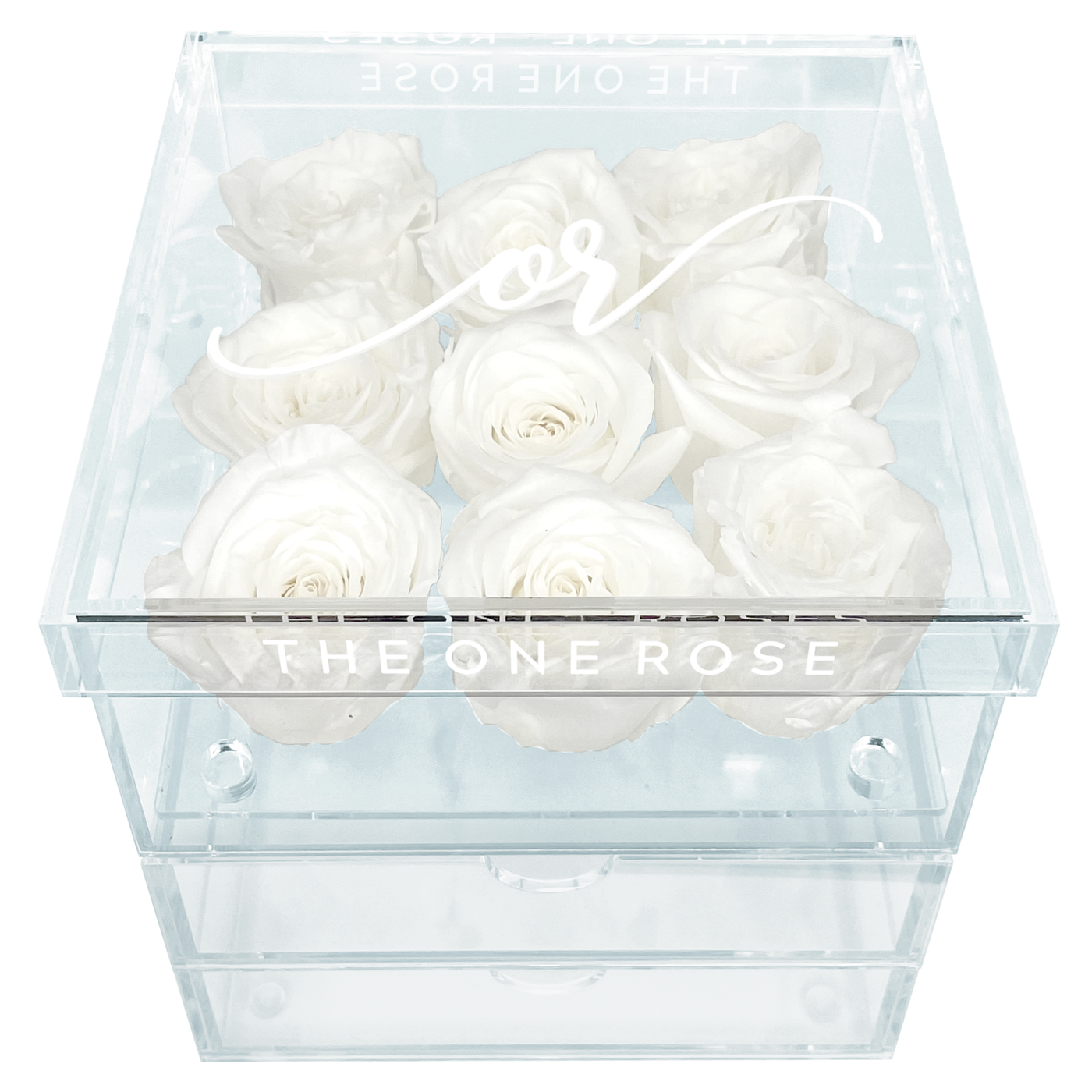 Medium Acrylic Forever Rose Box - White