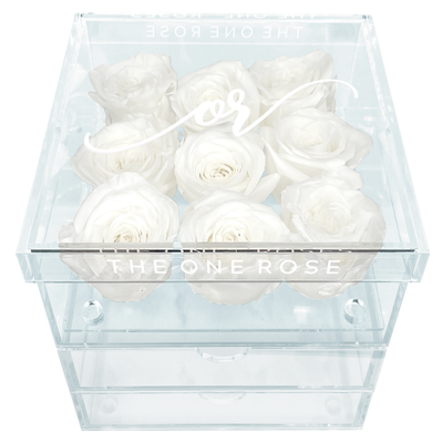 Medium Acrylic Forever Rose Box - White