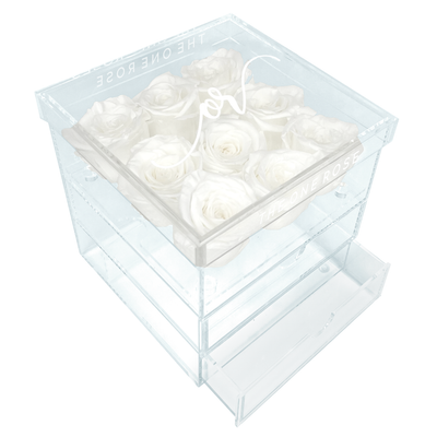 Medium Acrylic Forever Rose Box - White