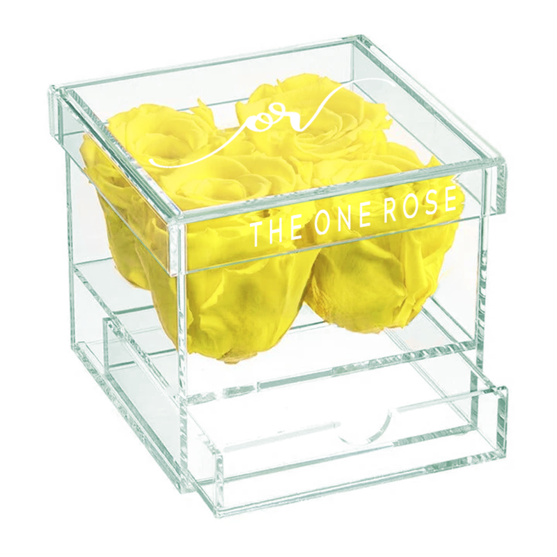 Petite Acrylic Forever Rose Box - Yellow