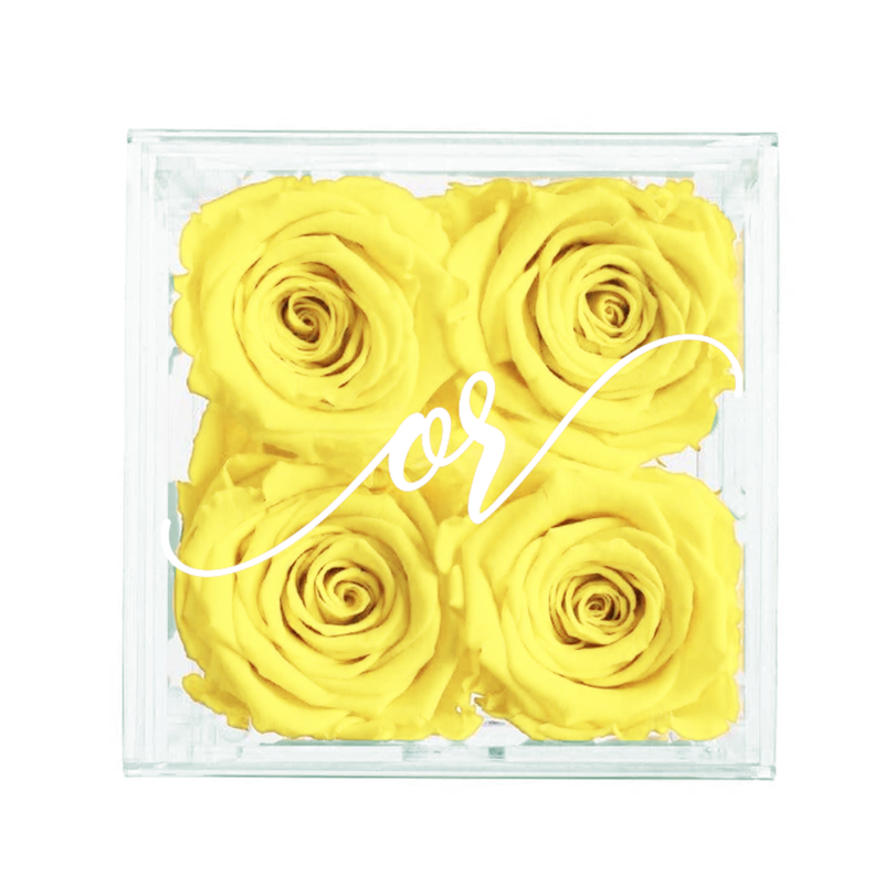 Petite Acrylic Forever Rose Box - Yellow