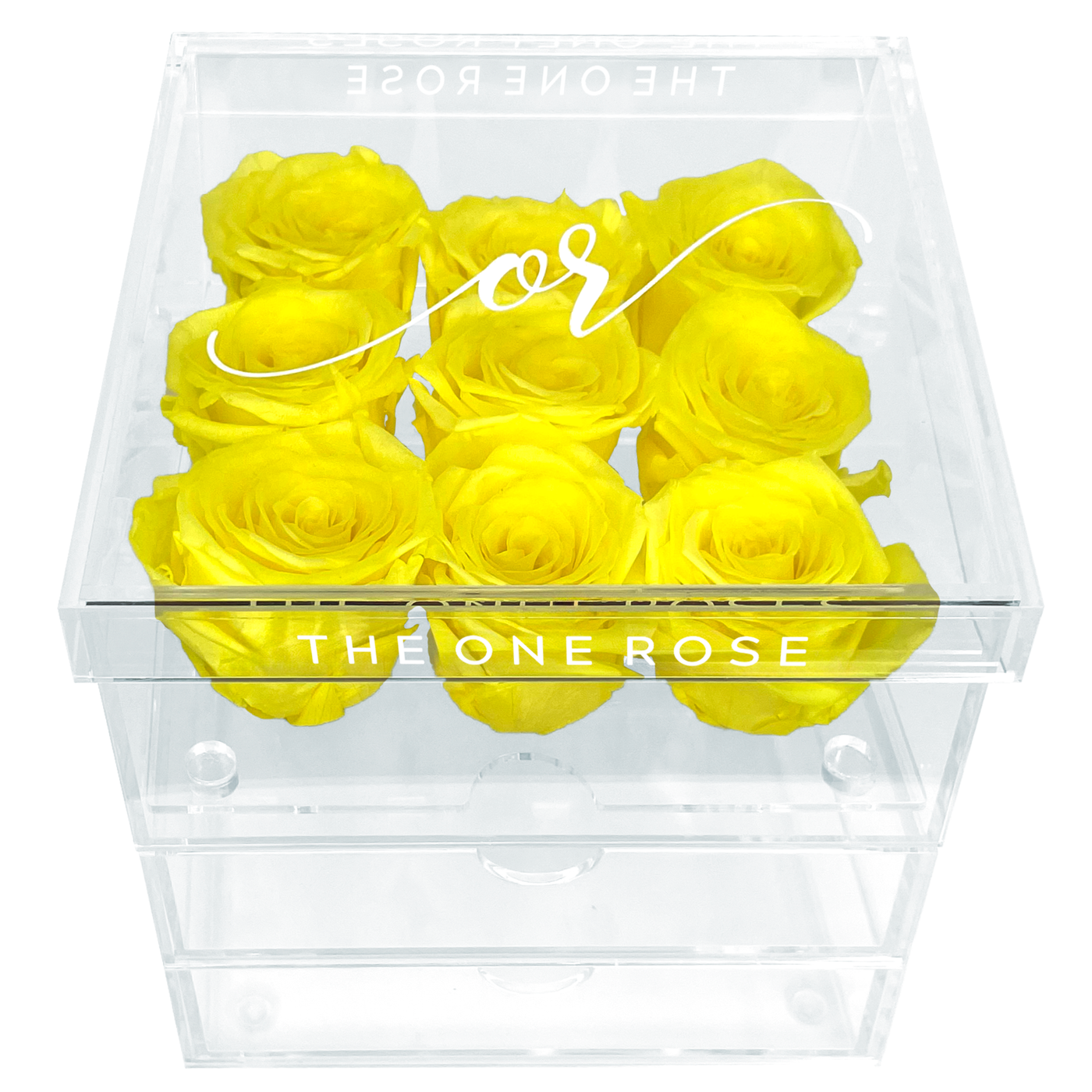 Medium Acrylic Forever Rose Box - Yellow