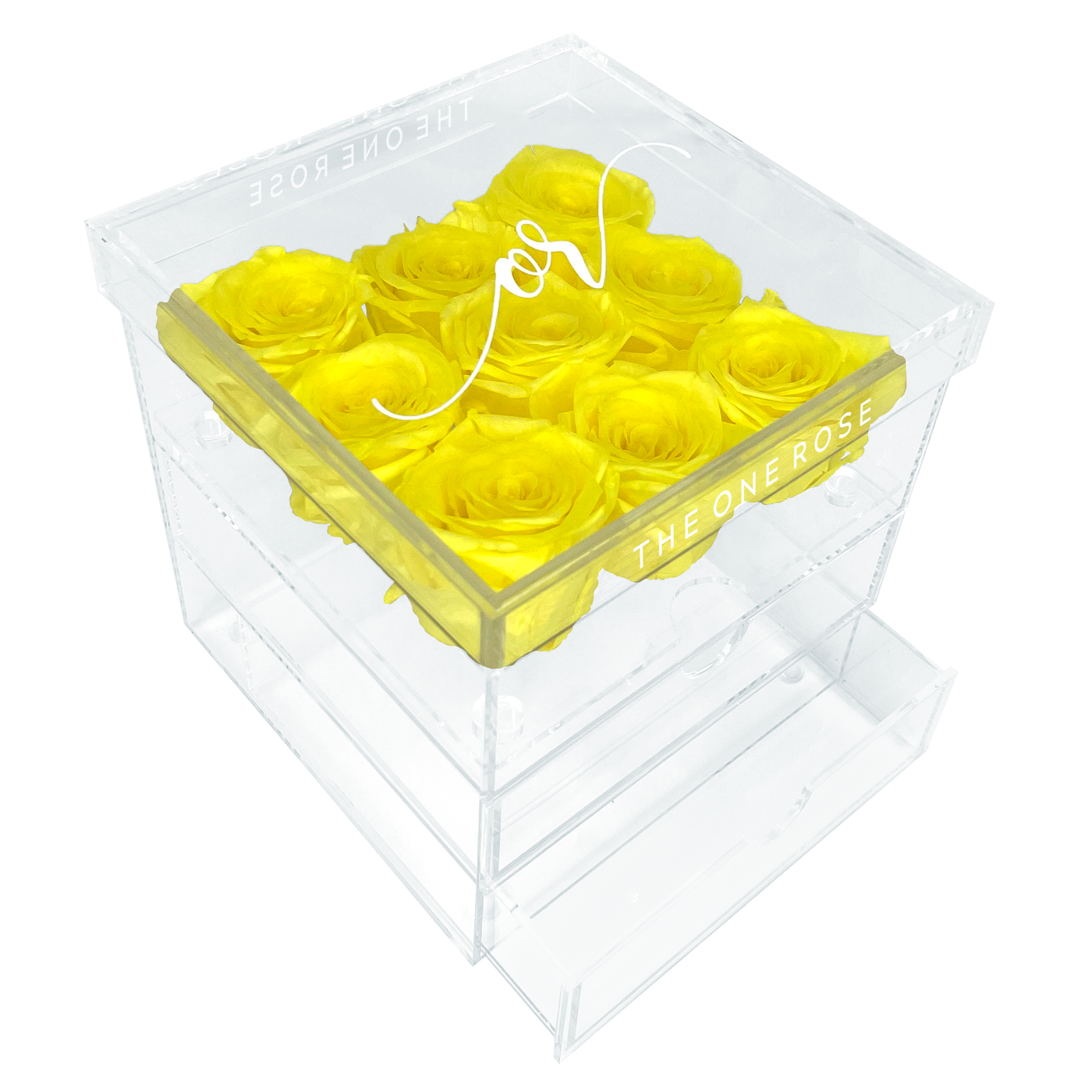 Medium Acrylic Forever Rose Box - Yellow