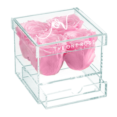 Petite Acrylic Forever Rose Box - Sakura Pink