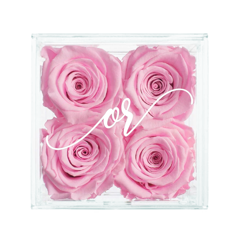 Petite Acrylic Forever Rose Box - Sakura Pink