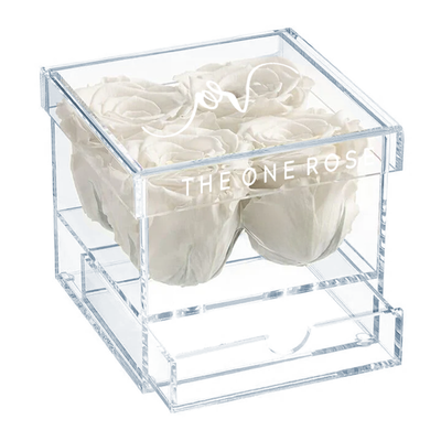 Petite Acrylic Forever Rose Box - White