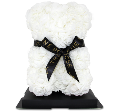 Mini Rose Bear 25cm - White