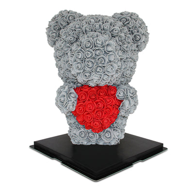 Medium Standing Rose Bear 40cm - Grey